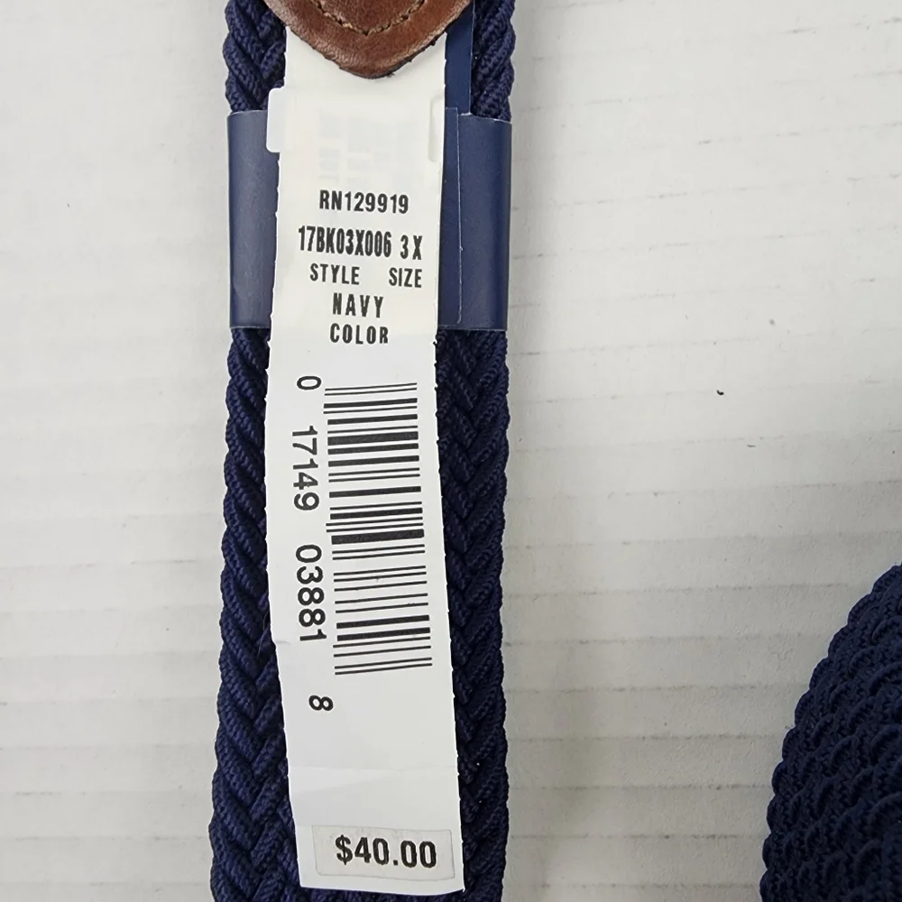 Saddlebred Comfort Flex Navy Belt Mens 3X Big&Tall Nylon Braided Nylon Stretch